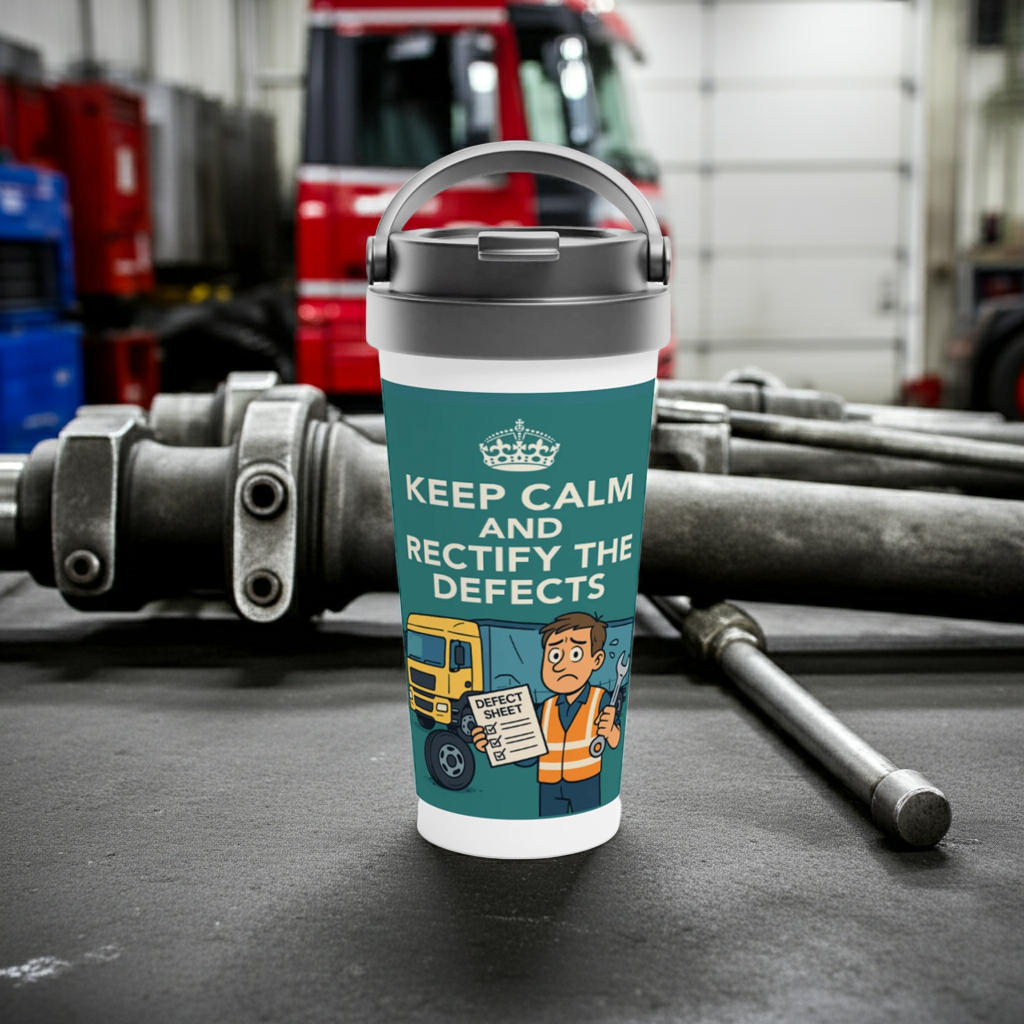 Keep Calm & Rectify the Defects 15oz Stainless Steel Travel Mug – Leak-Proof Coffee Cup