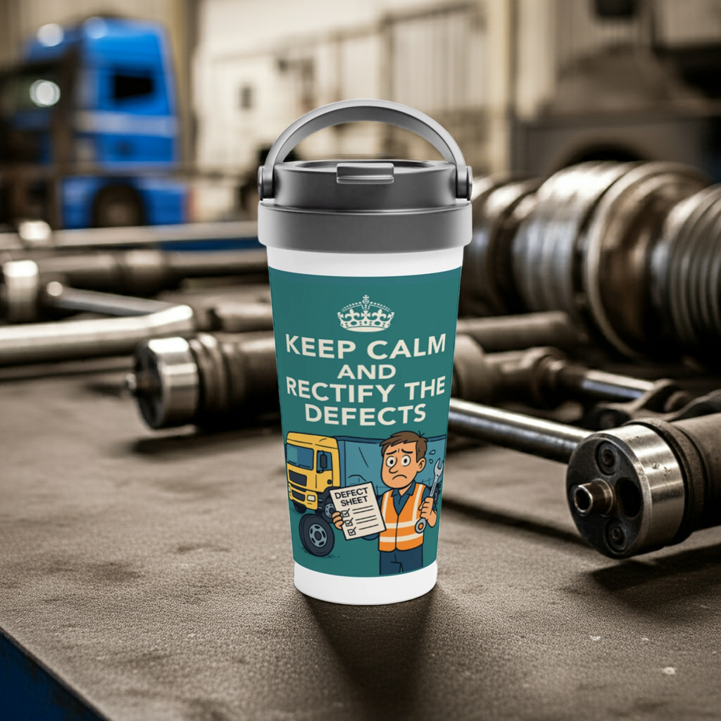 Keep Calm & Rectify the Defects 15oz Stainless Steel Travel Mug – Leak-Proof Coffee Cup