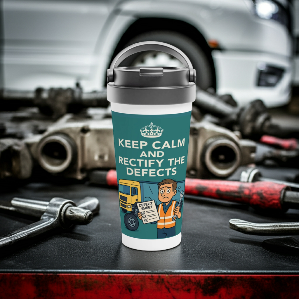 Keep Calm & Rectify the Defects 15oz Stainless Steel Travel Mug – Leak-Proof Coffee Cup